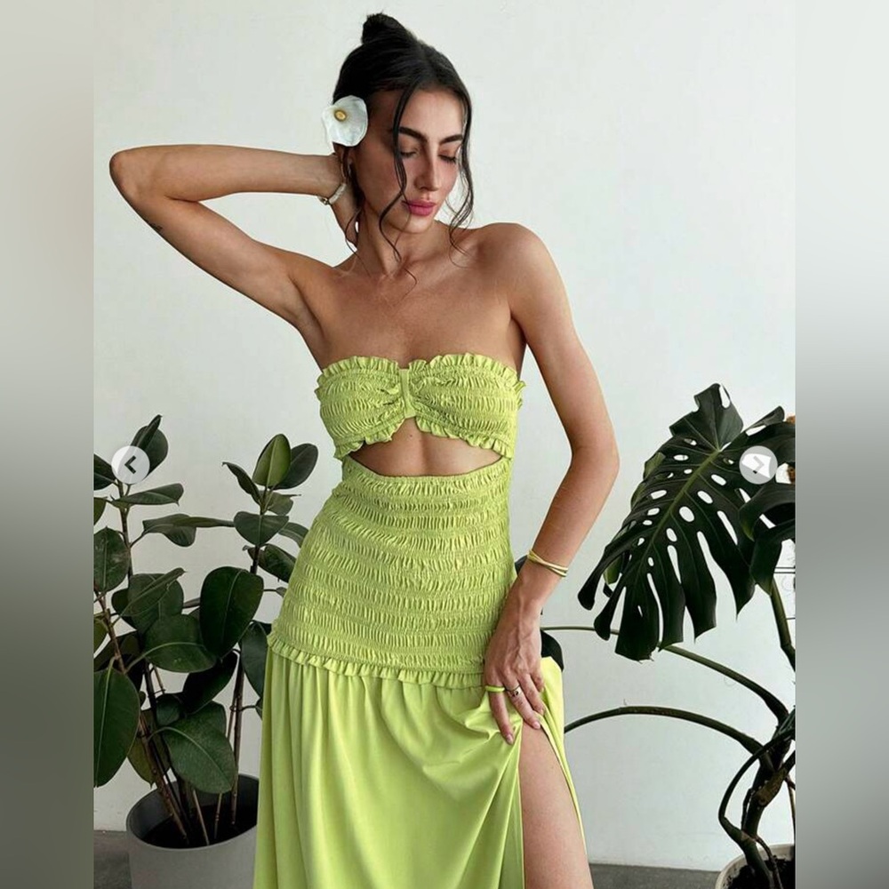 Smocked Strapless Maxi Dress